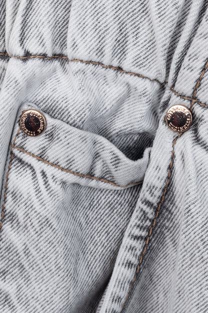 Brunello Cucinelli AW22 Grey Acid-Wash Elastic-Waist Wide-Leg Jeans