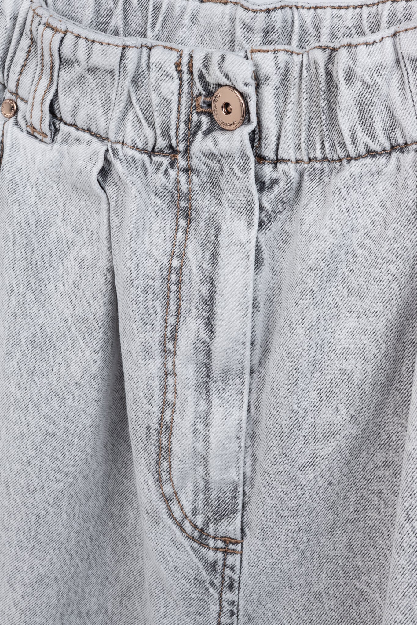 Brunello Cucinelli AW22 Grey Acid-Wash Elastic-Waist Wide-Leg Jeans