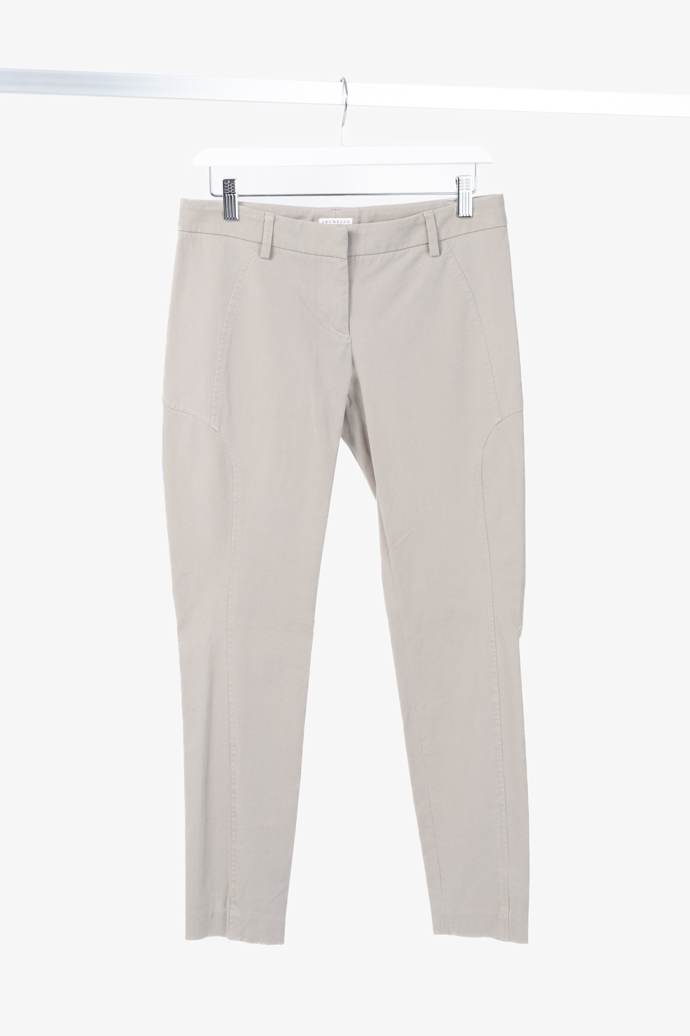 Brunello Cucinelli Khaki Cotton-Twill Skinny Pants
