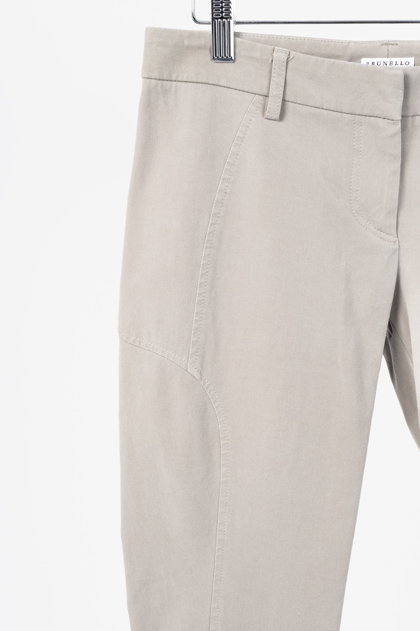 Brunello Cucinelli Khaki Cotton-Twill Skinny Pants