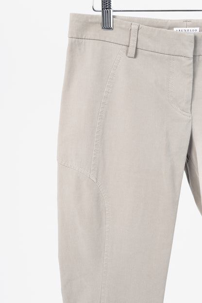 Brunello Cucinelli Khaki Cotton-Twill Skinny Pants
