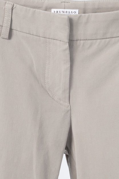 Brunello Cucinelli Khaki Cotton-Twill Skinny Pants