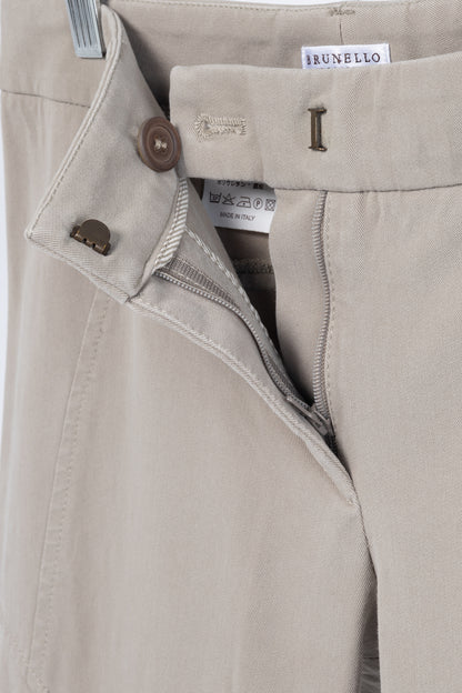 Brunello Cucinelli Khaki Cotton-Twill Skinny Pants