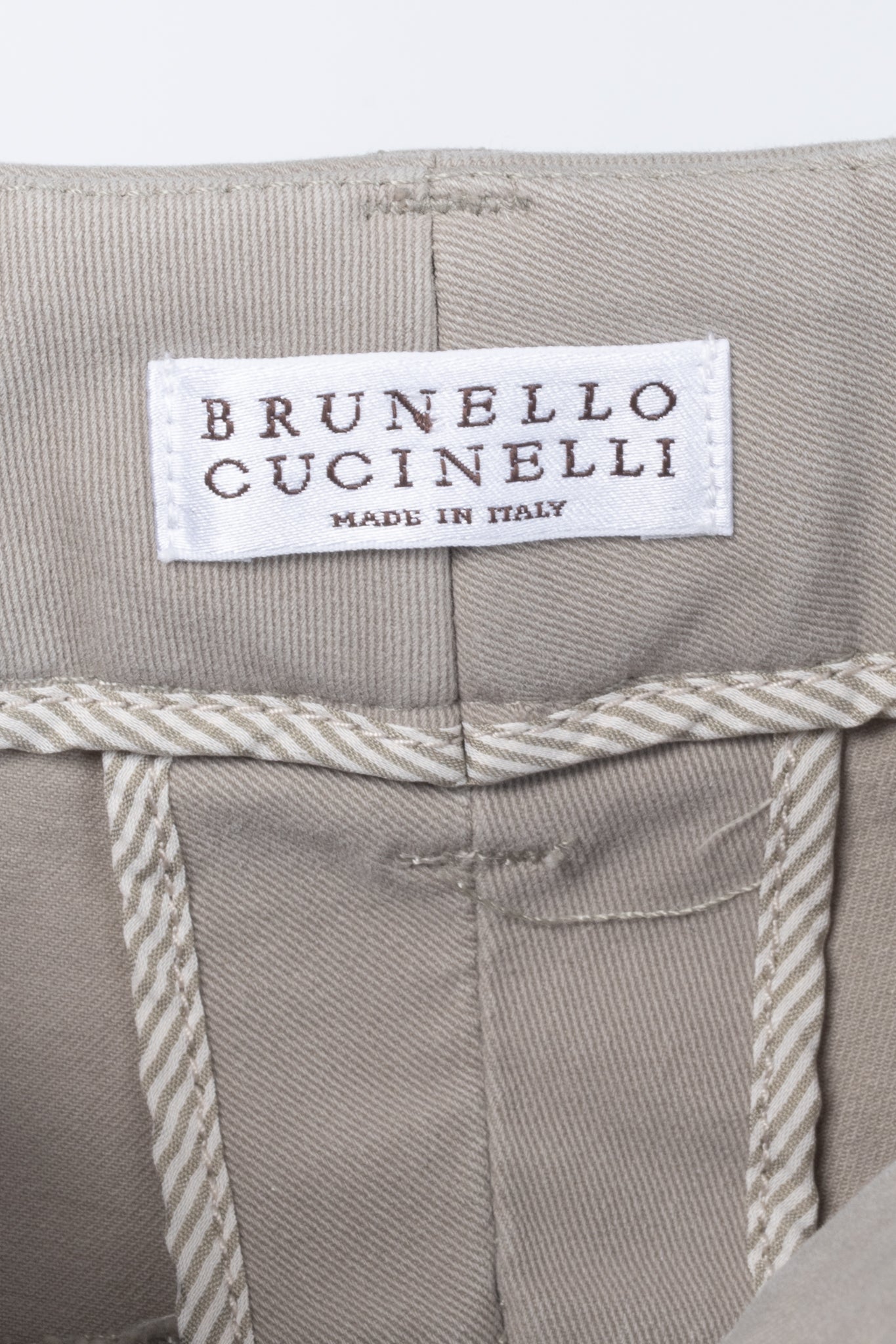 Brunello Cucinelli Khaki Cotton-Twill Skinny Pants