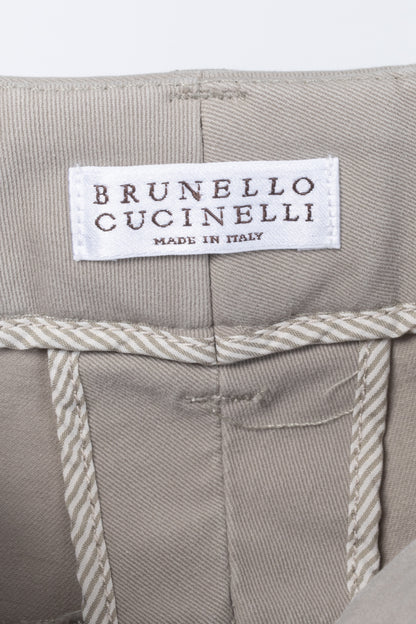 Brunello Cucinelli Khaki Cotton-Twill Skinny Pants