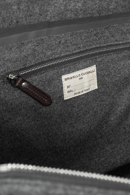 Brunello Cucinelli Grey Wool-Felt Leather-Trim Tote