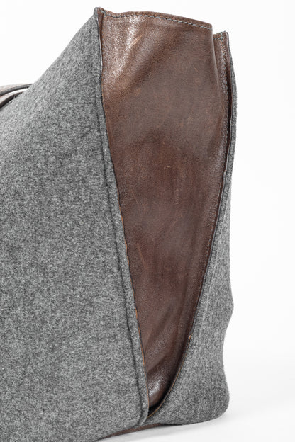 Brunello Cucinelli Grey Wool-Felt Leather-Trim Tote