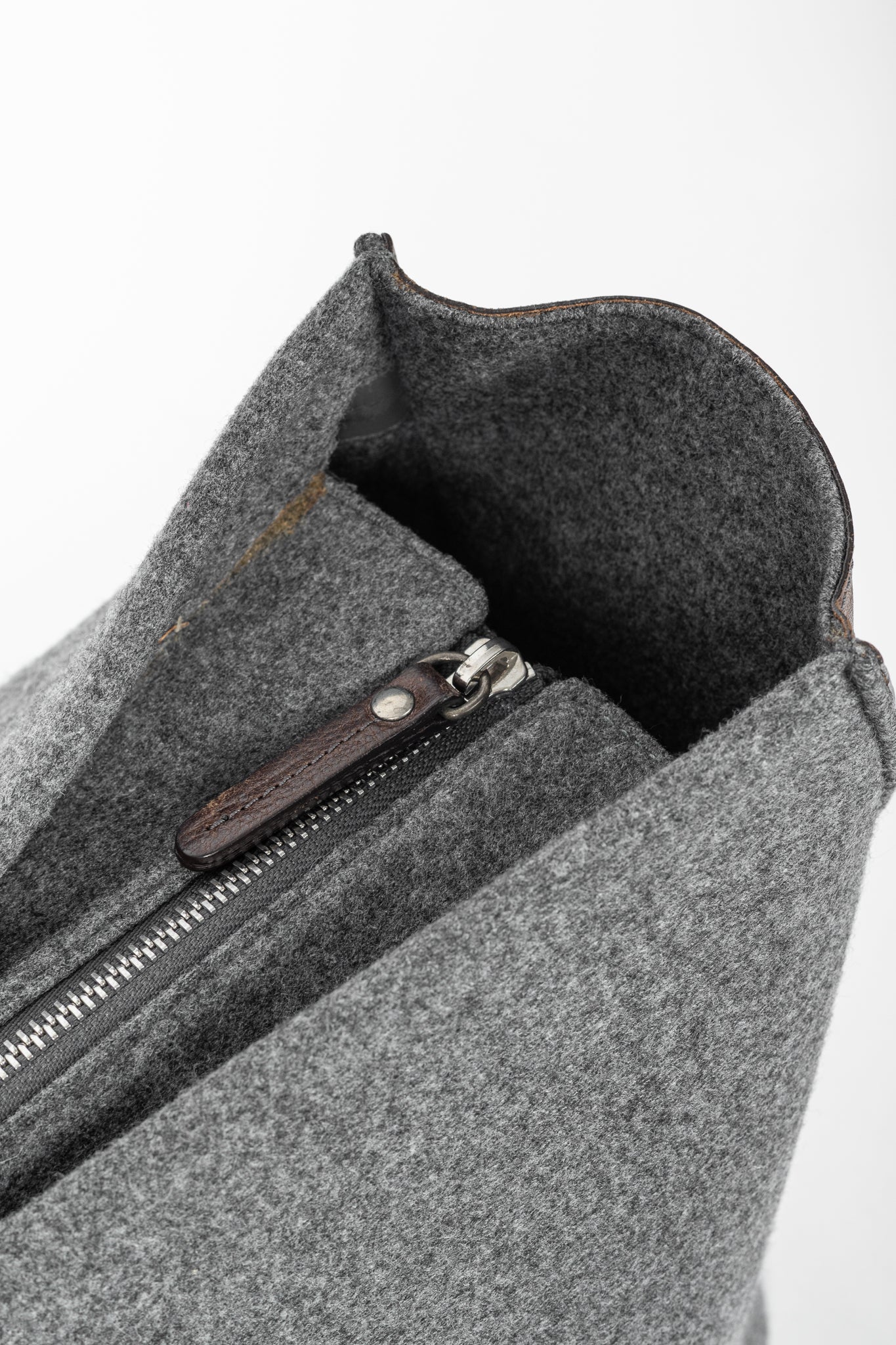 Brunello Cucinelli Grey Wool-Felt Leather-Trim Tote