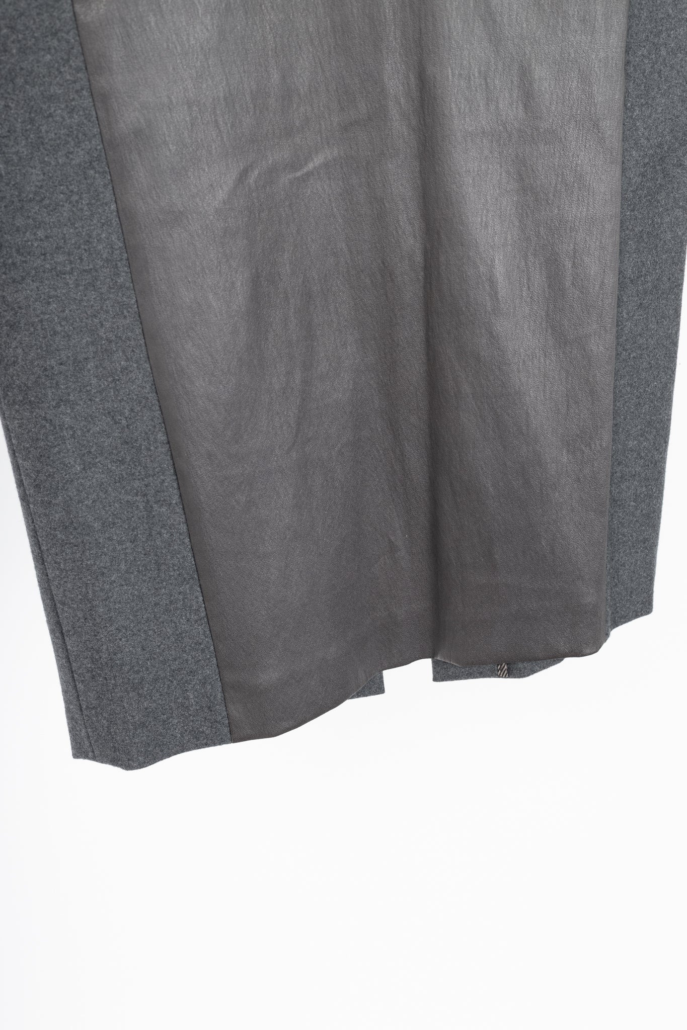 Brunello Cucinelli Grey Leather-Panel Pencil Skirt