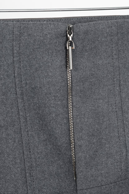 Brunello Cucinelli Grey Leather-Panel Pencil Skirt