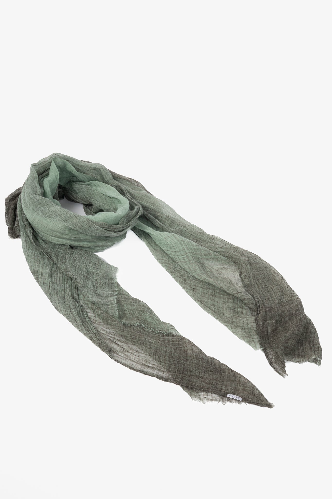Brunello Cucinelli Green & Grey Gradient Gauze Scarf