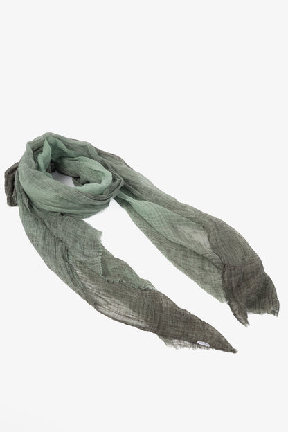 Brunello Cucinelli Green & Grey Gradient Gauze Scarf