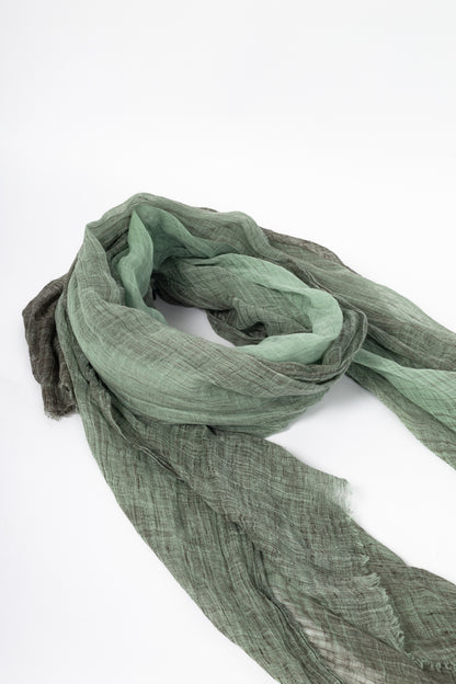 Brunello Cucinelli Green & Grey Gradient Gauze Scarf