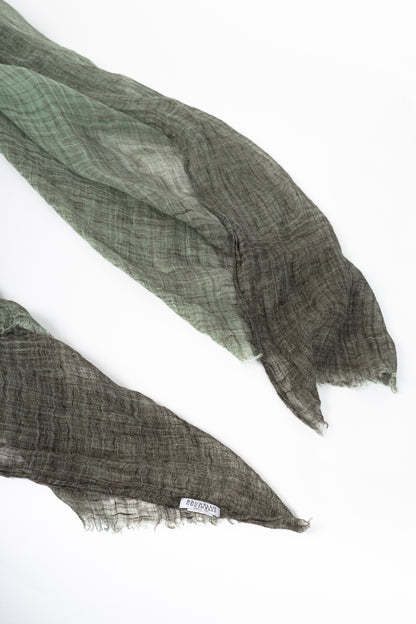 Brunello Cucinelli Green & Grey Gradient Gauze Scarf