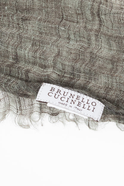 Brunello Cucinelli Green & Grey Gradient Gauze Scarf