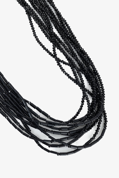 Weekend Max Mara Black Multistrand Beaded Necklace
