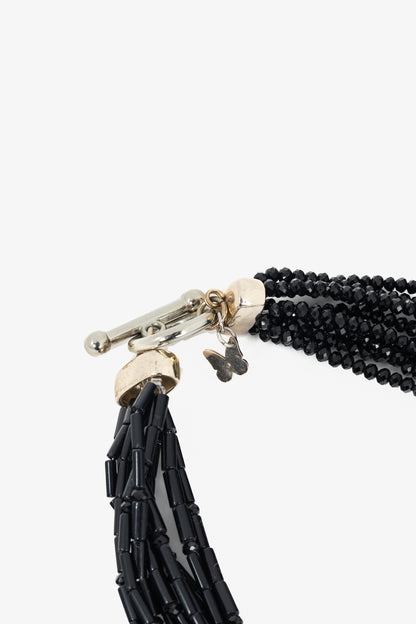 Weekend Max Mara Black Multistrand Beaded Necklace