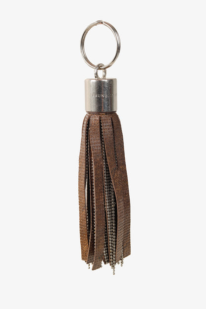 Brunello Cucinelli Brown Monili-Bead Fringe Tassel Keychain