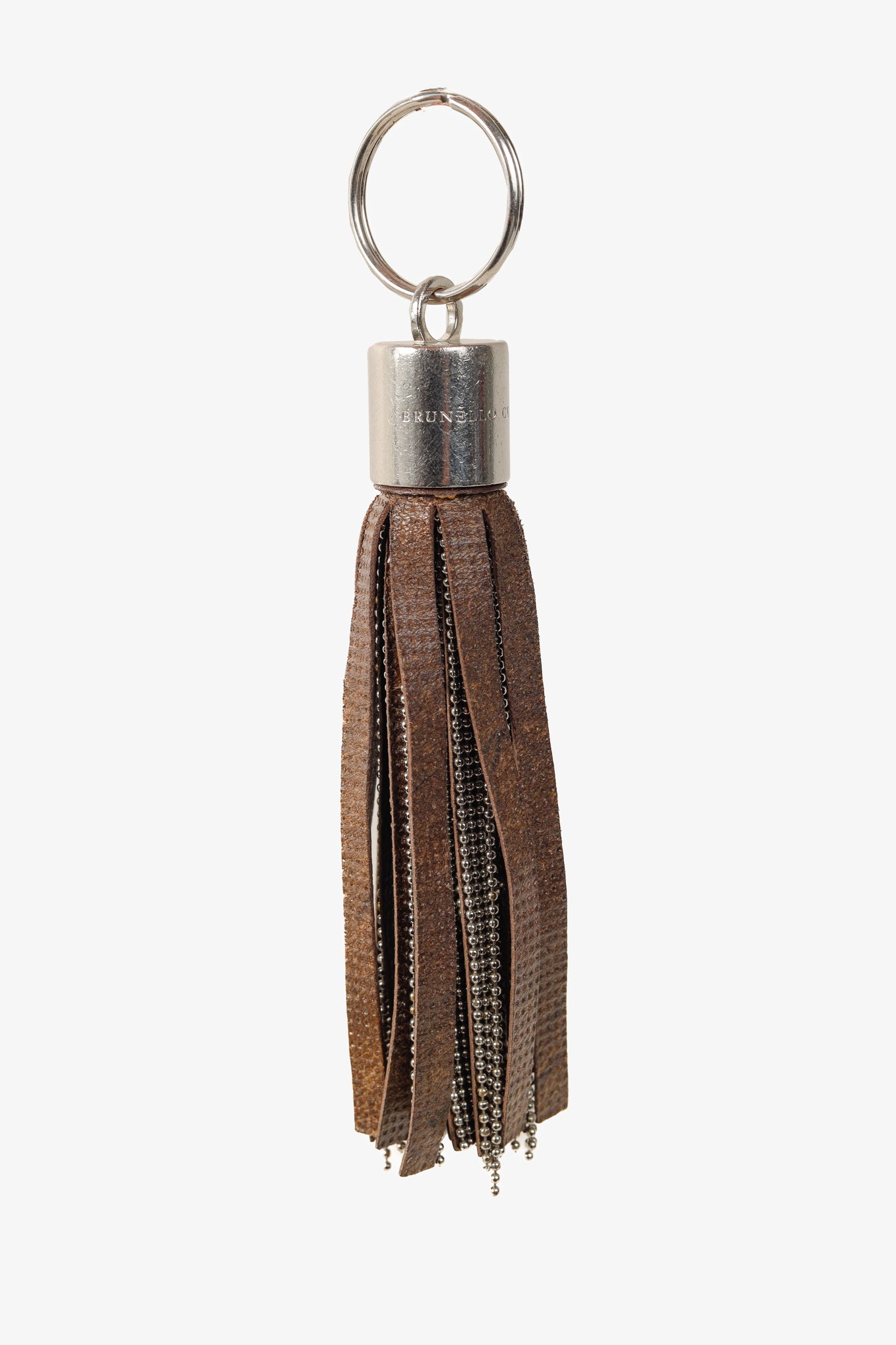Brunello Cucinelli Brown Monili-Bead Fringe Tassel Keychain