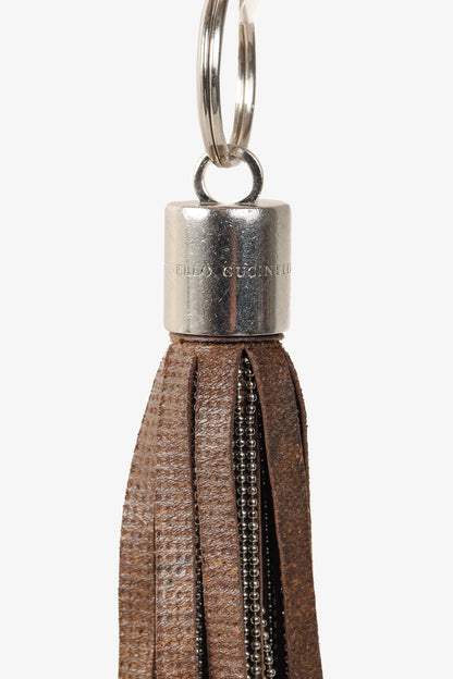 Brunello Cucinelli Brown Monili-Bead Fringe Tassel Keychain