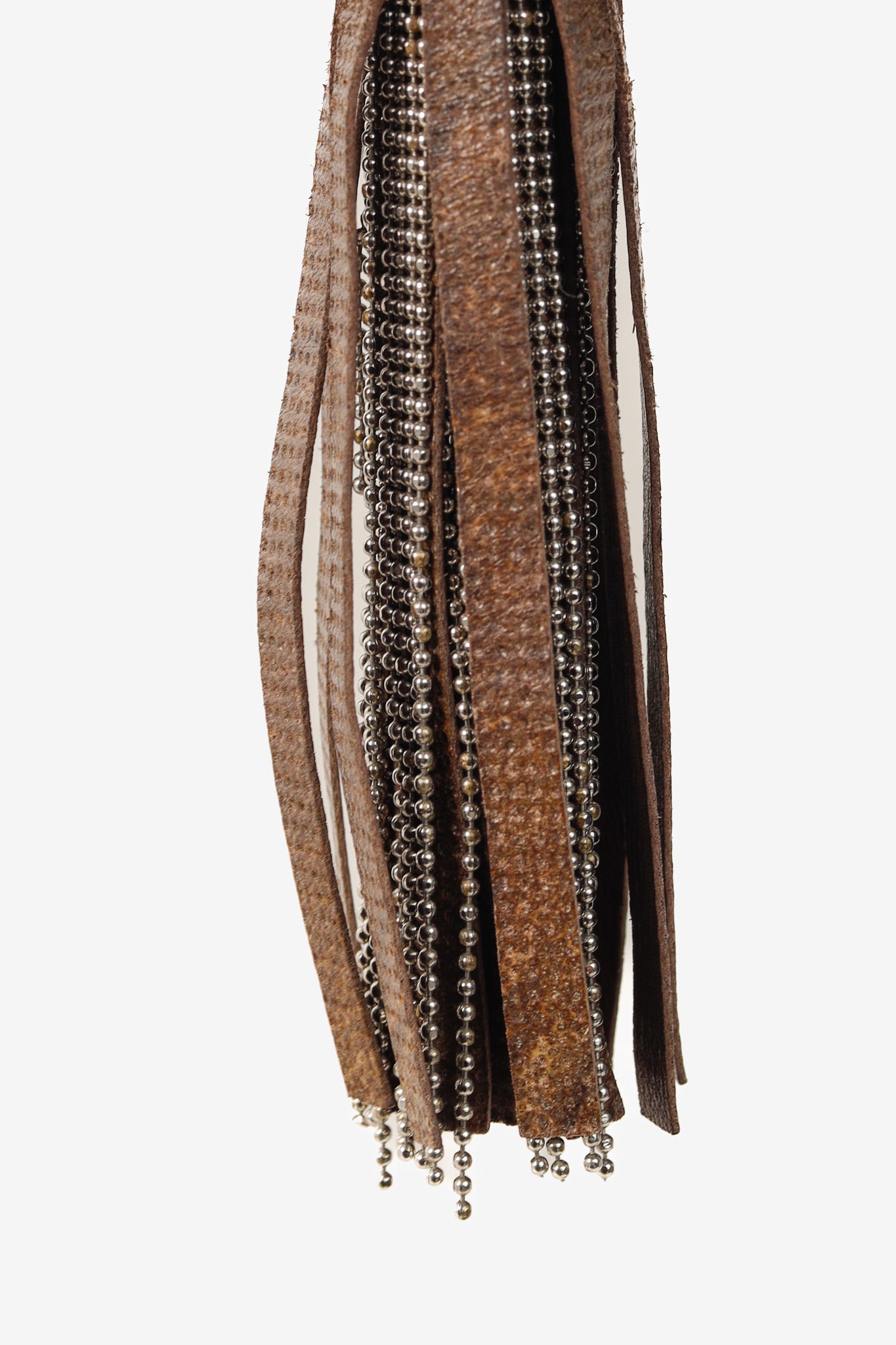 Brunello Cucinelli Brown Monili-Bead Fringe Tassel Keychain