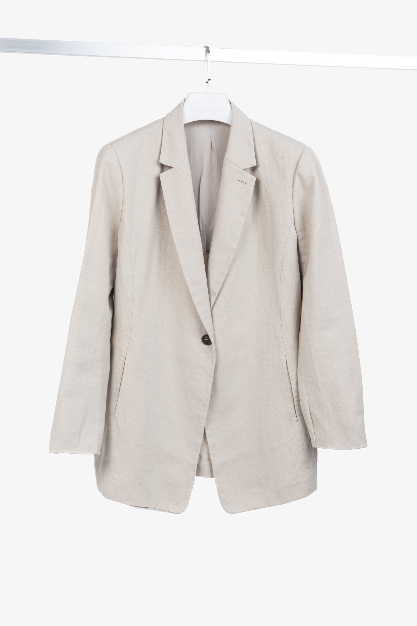 Brunello Cucinelli SS18 Oatmeal Cotton & Linen Monili-Trim Blazer