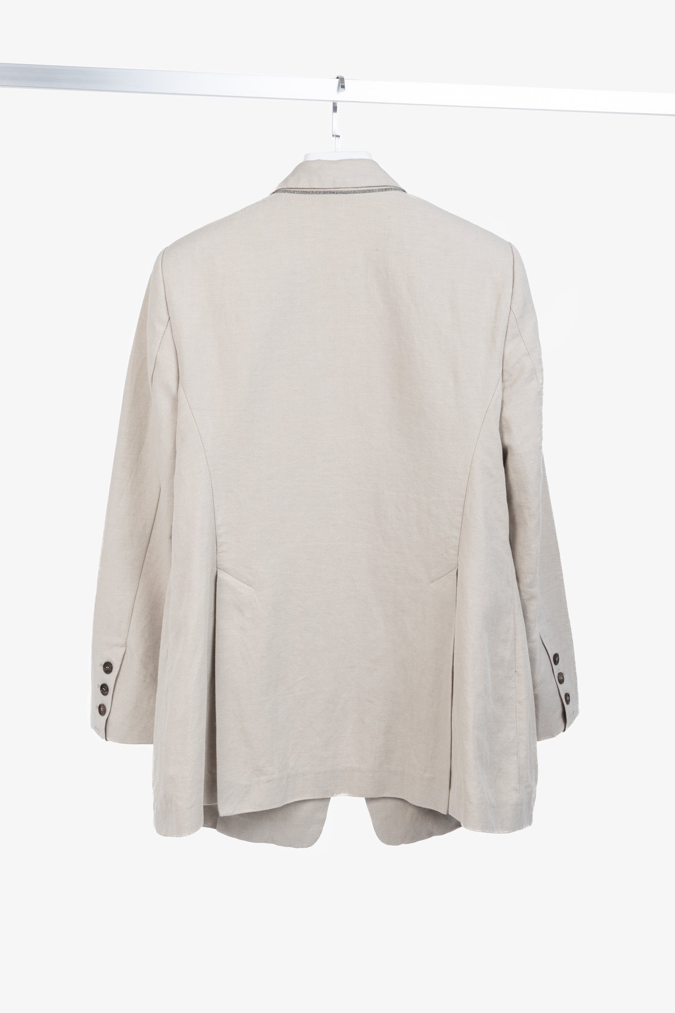 Brunello Cucinelli SS18 Oatmeal Cotton & Linen Monili-Trim Blazer