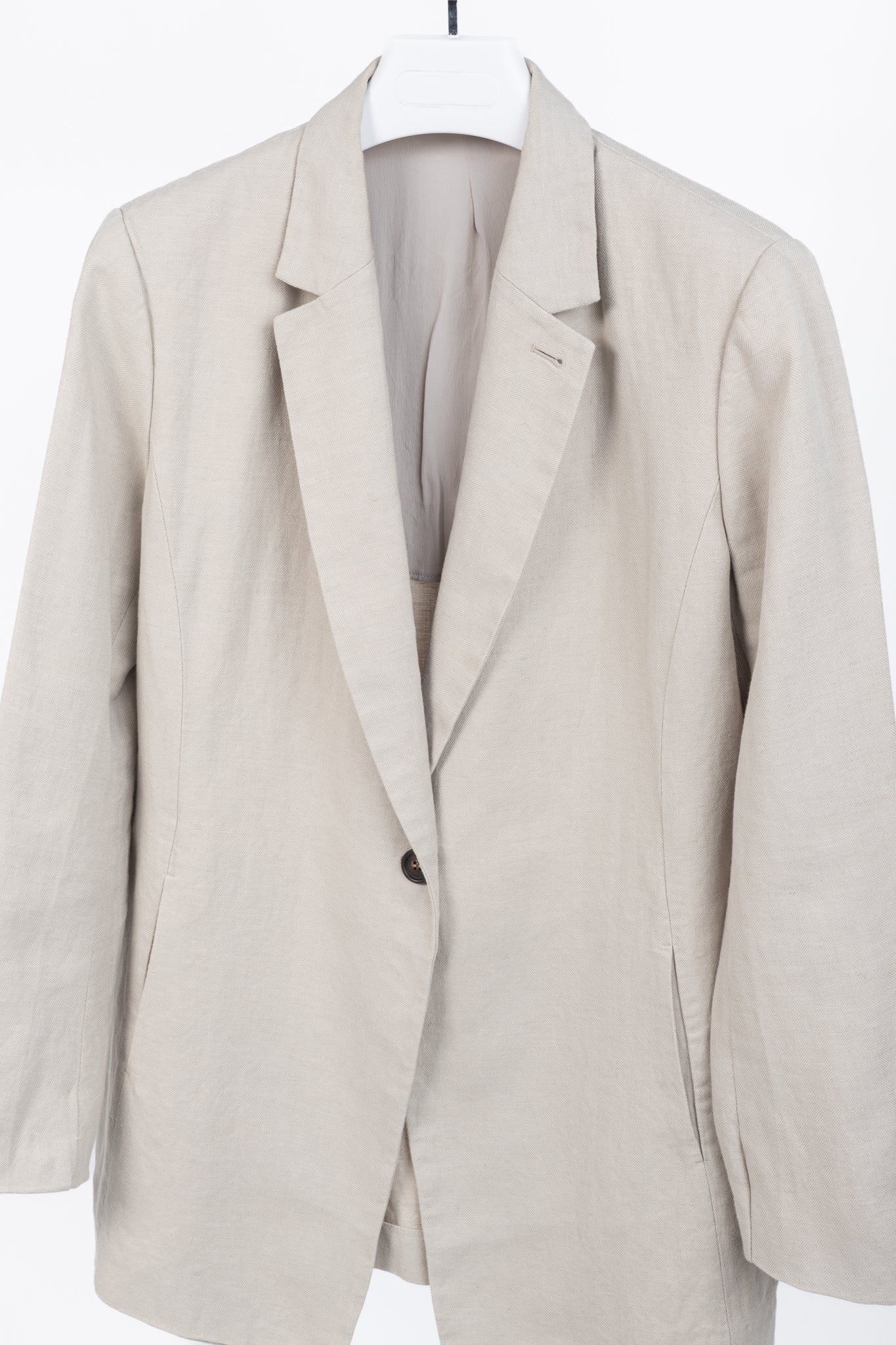 Brunello Cucinelli SS18 Oatmeal Cotton & Linen Monili-Trim Blazer