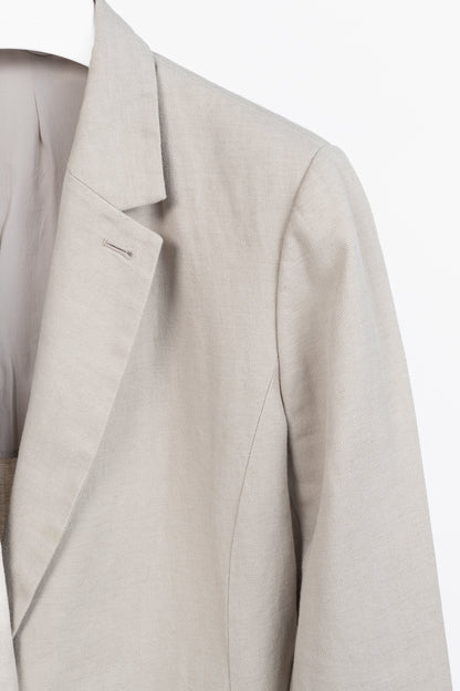 Brunello Cucinelli SS18 Oatmeal Cotton & Linen Monili-Trim Blazer
