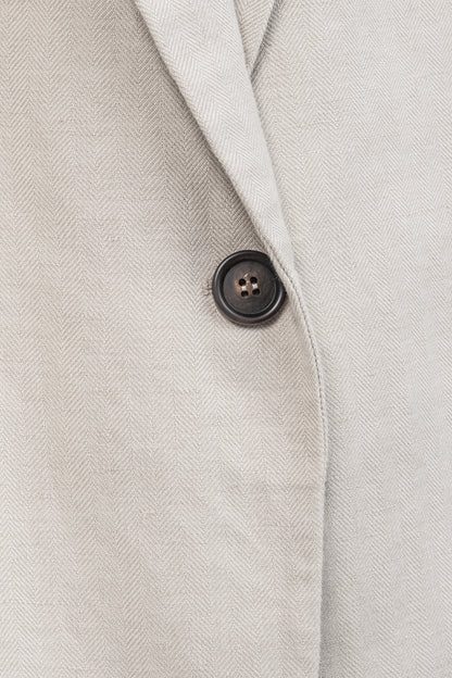 Brunello Cucinelli SS18 Oatmeal Cotton & Linen Monili-Trim Blazer
