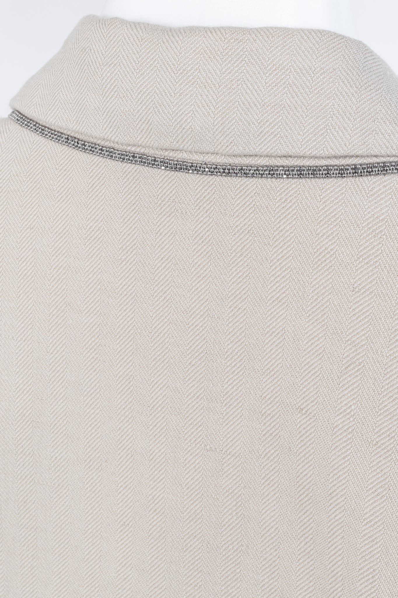Brunello Cucinelli SS18 Oatmeal Cotton & Linen Monili-Trim Blazer