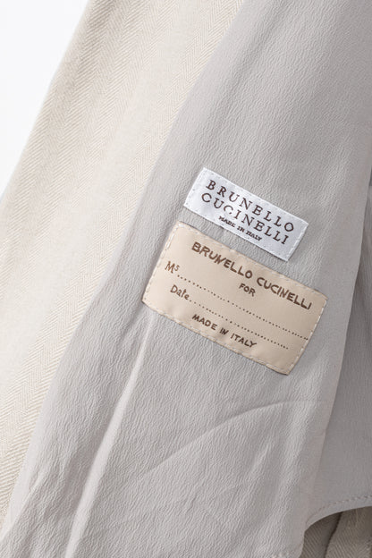 Brunello Cucinelli SS18 Oatmeal Cotton & Linen Monili-Trim Blazer