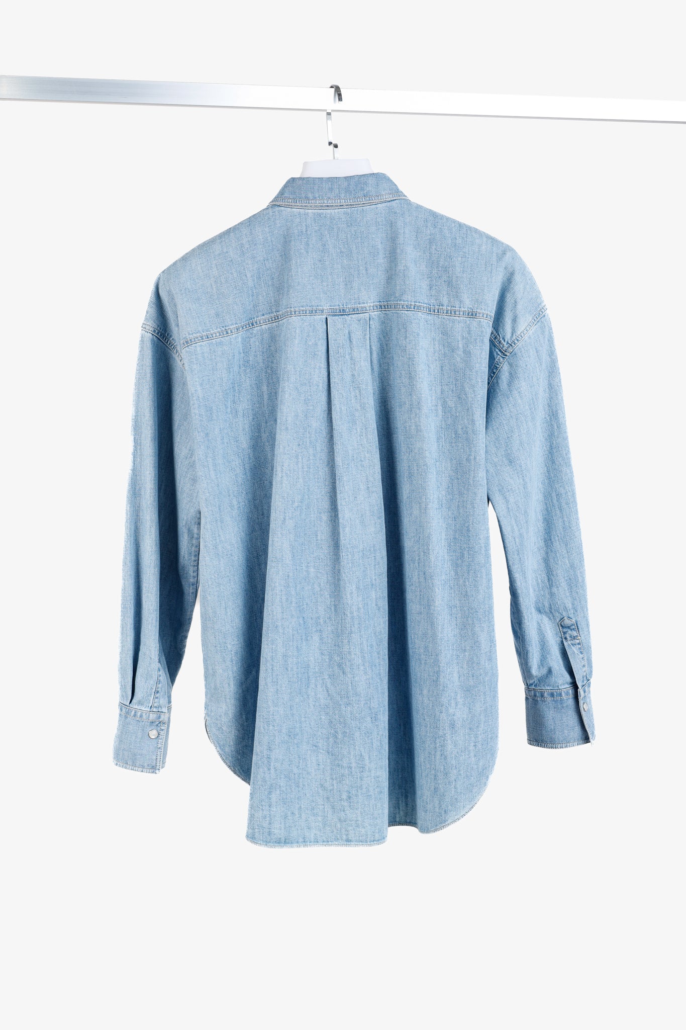 Brunello Cucinelli SS/22 Blue Monili-Trim Button-Down Long-Sleeved Denim Shirt