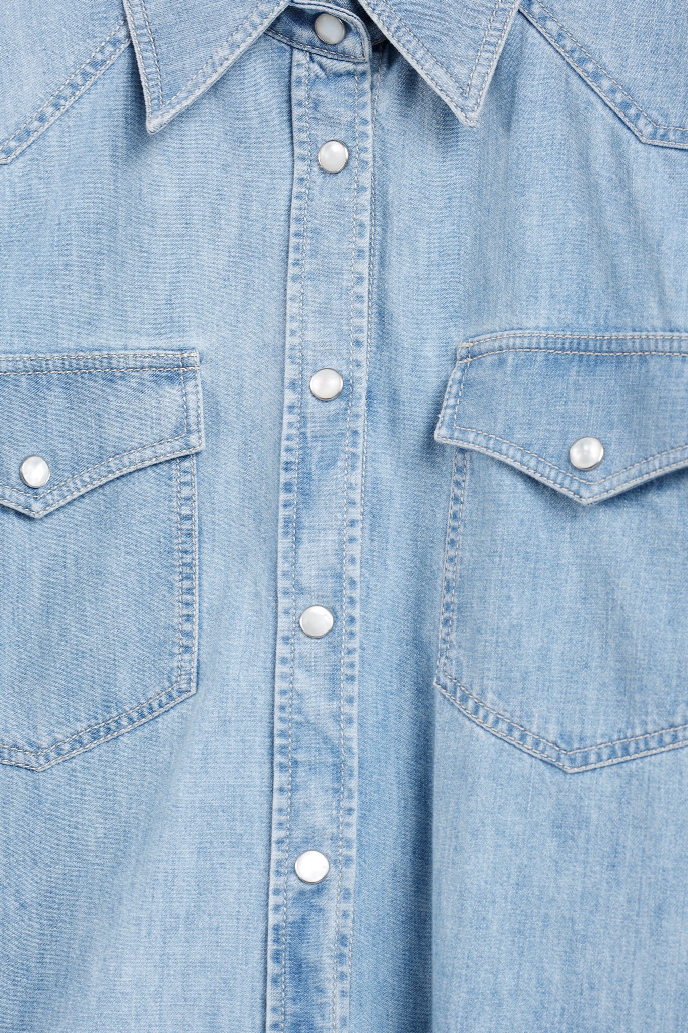 Brunello Cucinelli SS/22 Blue Monili-Trim Button-Down Long-Sleeved Denim Shirt