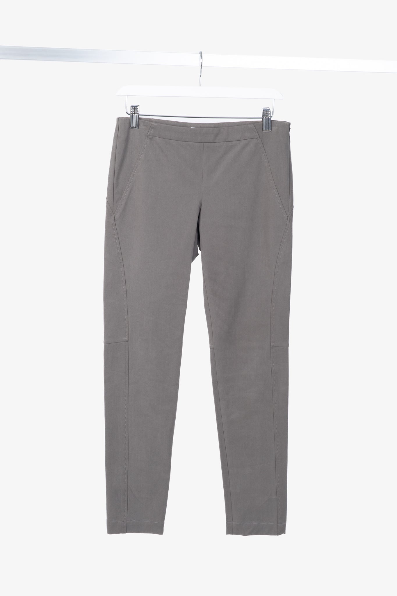 Brunello Cucinelli Taupe Grey Cotton-Twill Leggings