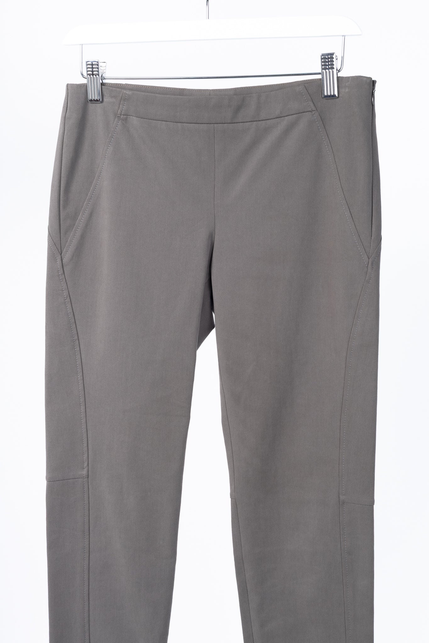 Brunello Cucinelli Taupe Grey Cotton-Twill Leggings