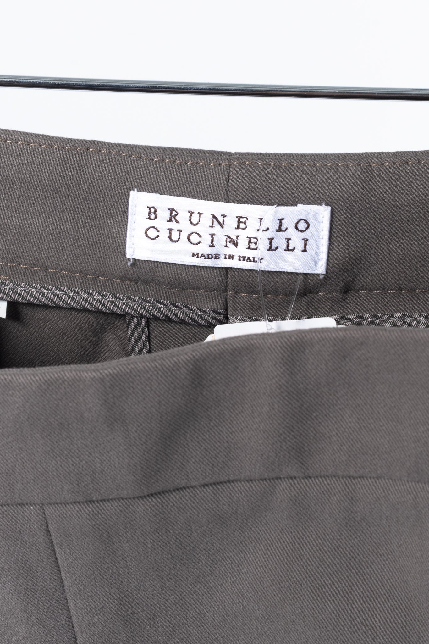 Brunello Cucinelli Taupe Grey Cotton-Twill Leggings