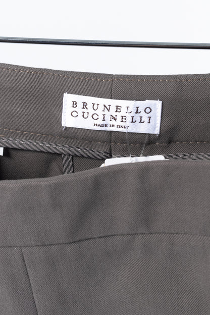 Brunello Cucinelli Taupe Grey Cotton-Twill Leggings