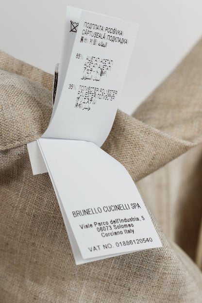 Brunello Cucinelli SS/24 Natural Ramage Floral-Print Linen Slouchy Trousers
