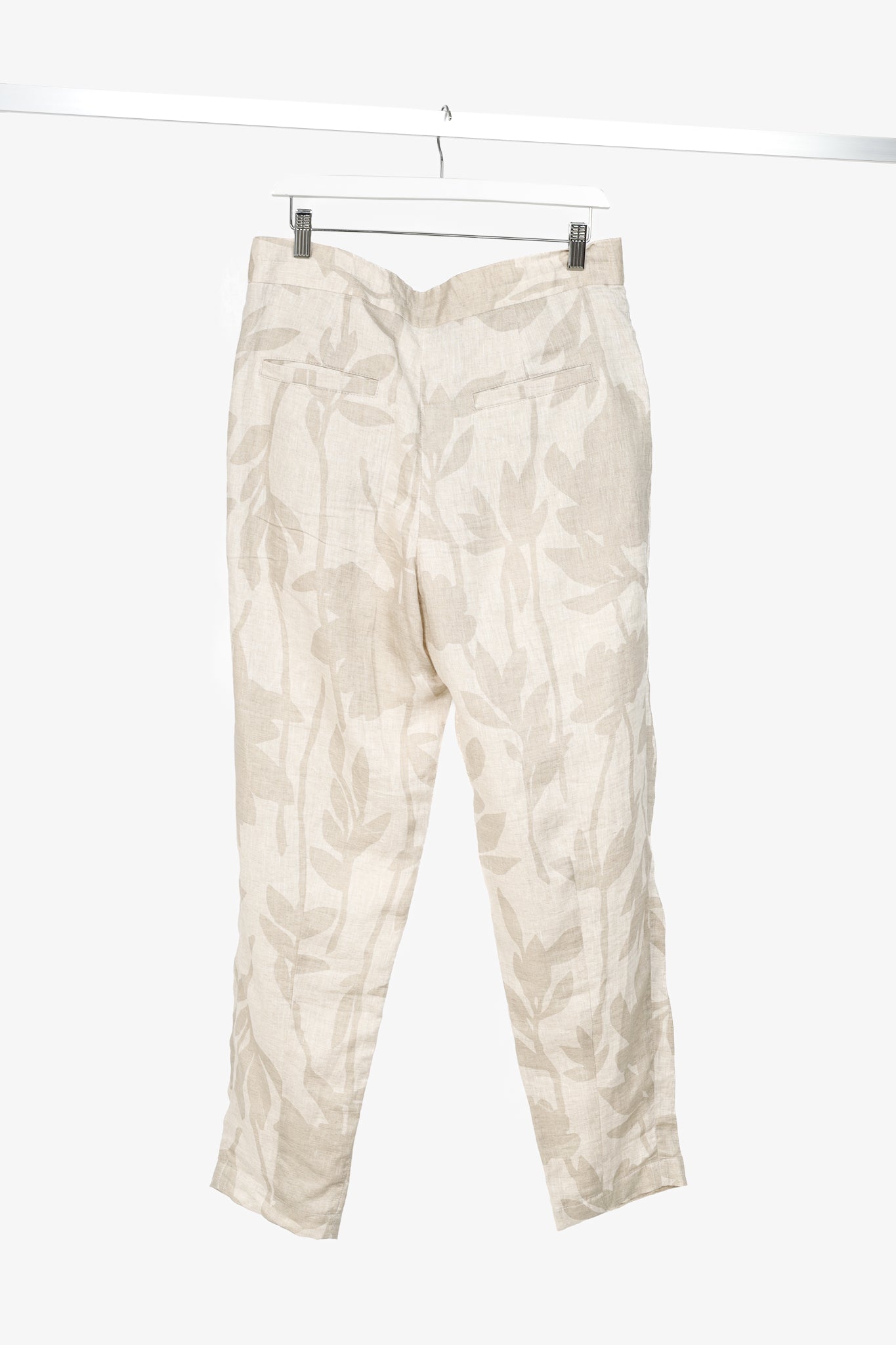 Brunello Cucinelli SS/24 Natural Ramage Floral-Print Linen Slouchy Trousers