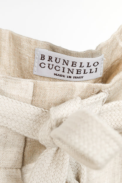 Brunello Cucinelli SS/24 Natural Ramage Floral-Print Linen Slouchy Trousers