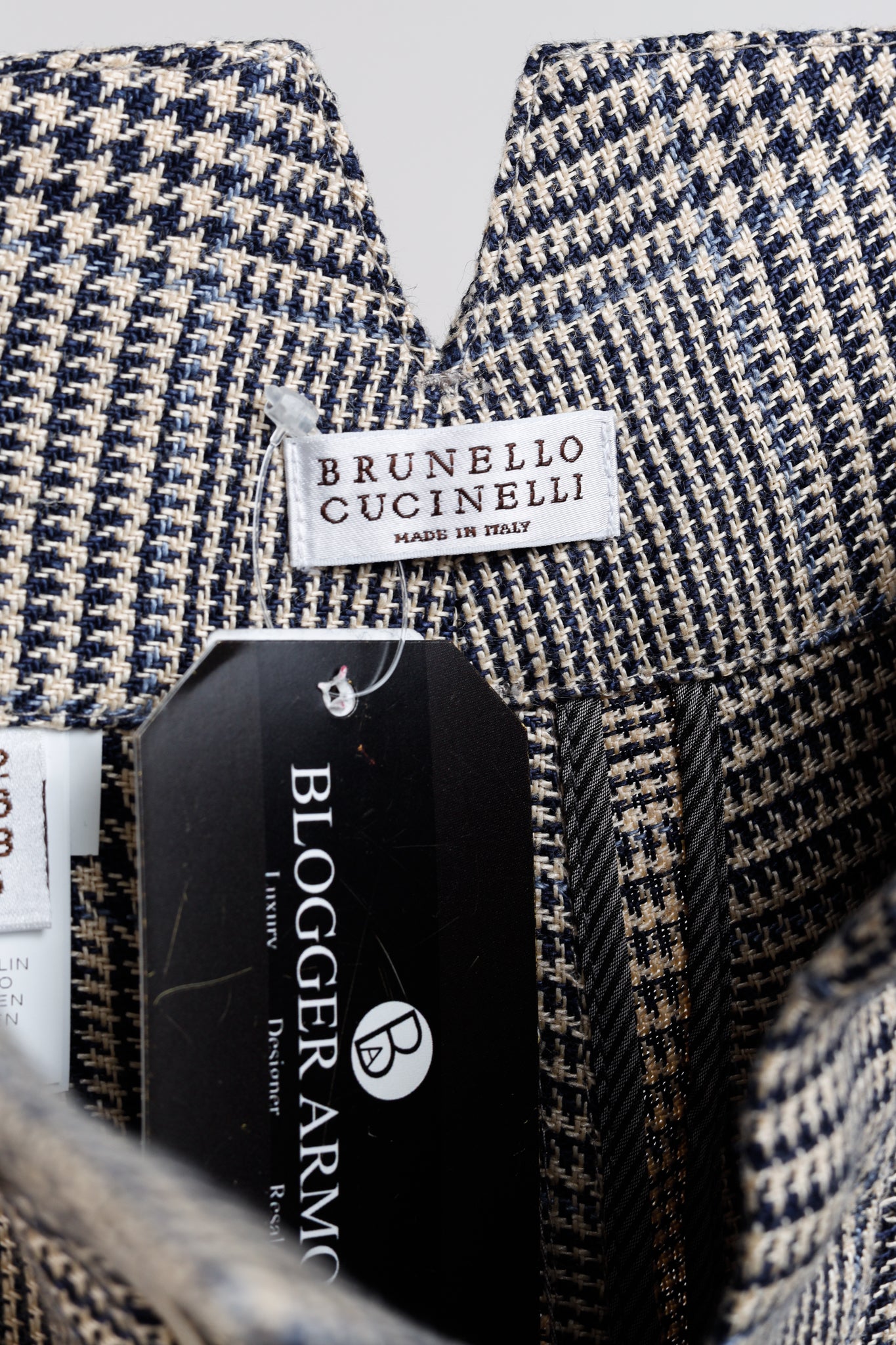 Brunello Cucinnelli SS/19 Beige & Black Linen Check Trousers
