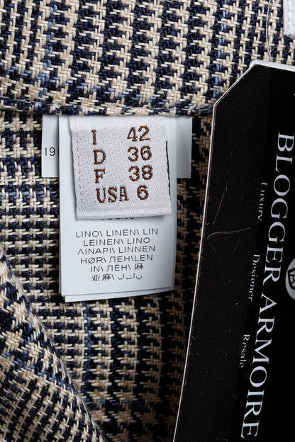 Brunello Cucinnelli SS/19 Beige & Black Linen Check Trousers