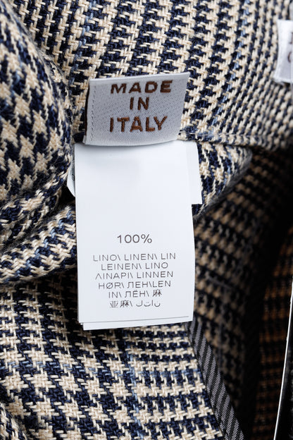 Brunello Cucinnelli SS/19 Beige & Black Linen Check Trousers