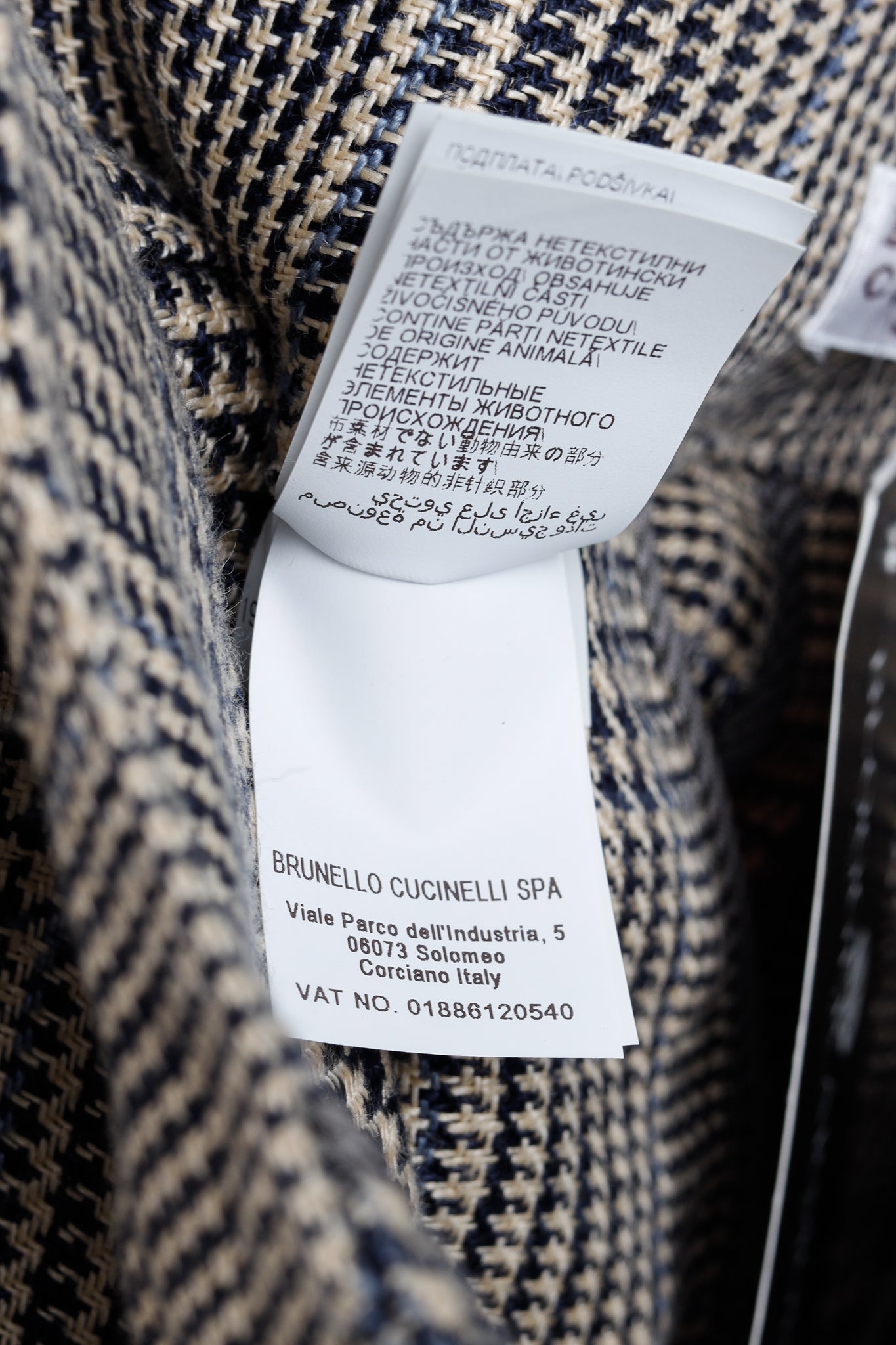 Brunello Cucinnelli SS/19 Beige & Black Linen Check Trousers