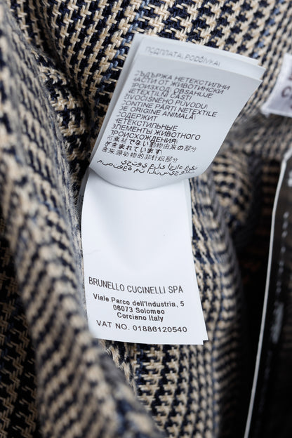 Brunello Cucinnelli SS/19 Beige & Black Linen Check Trousers