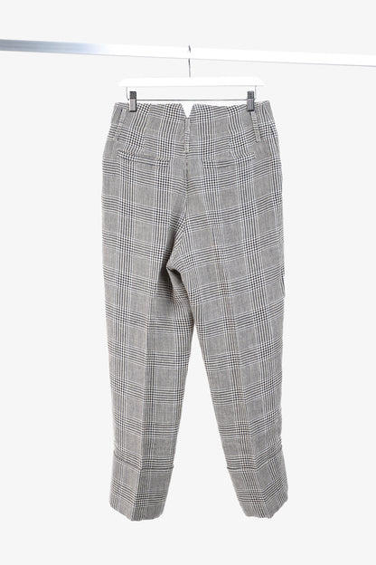 Brunello Cucinnelli SS/19 Beige & Black Linen Check Trousers