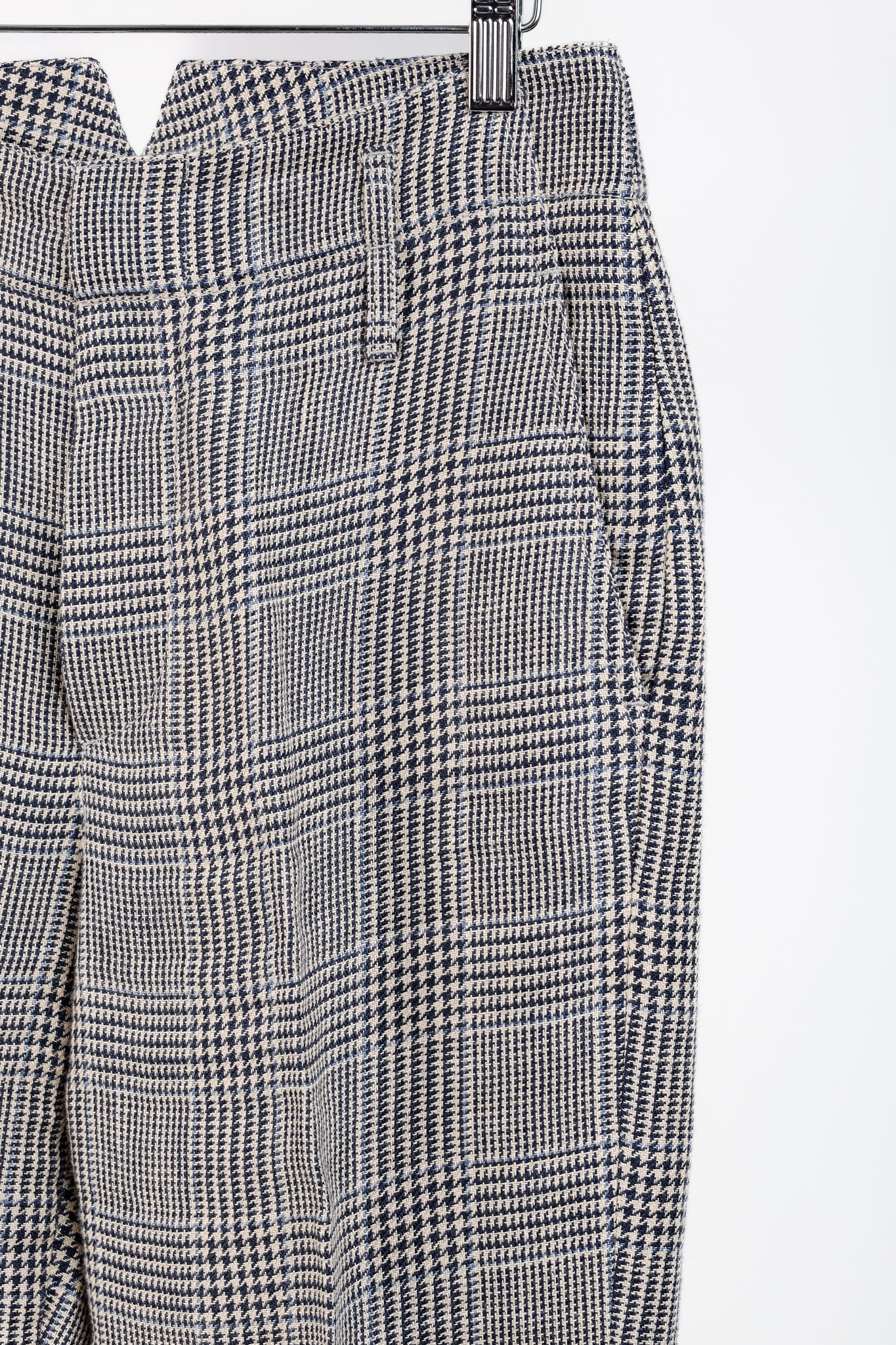 Brunello Cucinnelli SS/19 Beige & Black Linen Check Trousers