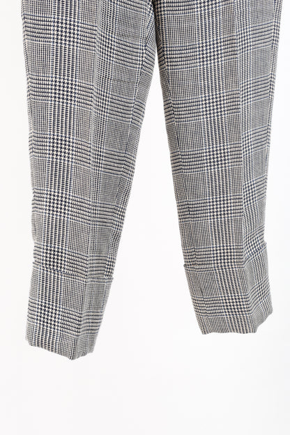 Brunello Cucinnelli SS/19 Beige & Black Linen Check Trousers