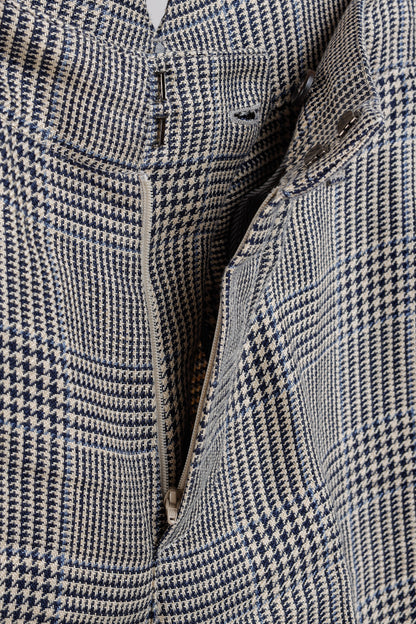 Brunello Cucinnelli SS/19 Beige & Black Linen Check Trousers